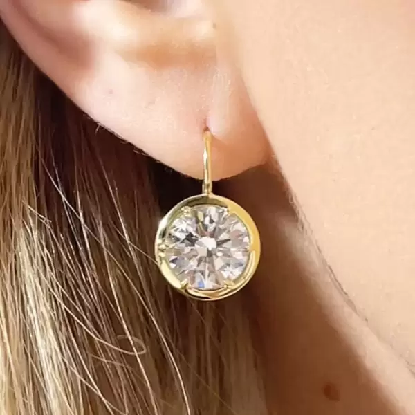 7.5ctw Bezel Set Round Cut Classic Drop Earrings