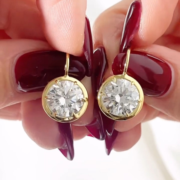 7.5ctw Bezel Set Round Cut Classic Drop Earrings