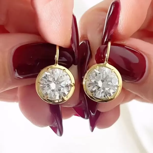 7.5ctw Bezel Set Round Cut Classic Drop Earrings