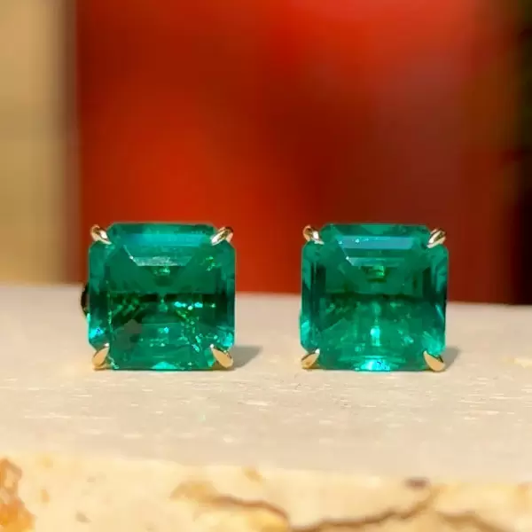 11ctw Asscher Cut Emerald/Paraiba Stud Earrings