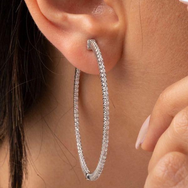 8ctw Round Cut Simple Classic Large Hoop Earrings