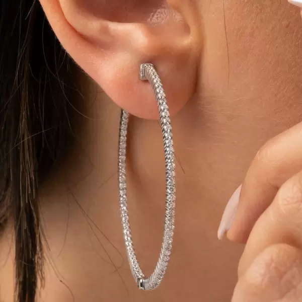 8ctw Round Cut Simple Classic Large Hoop Earrings