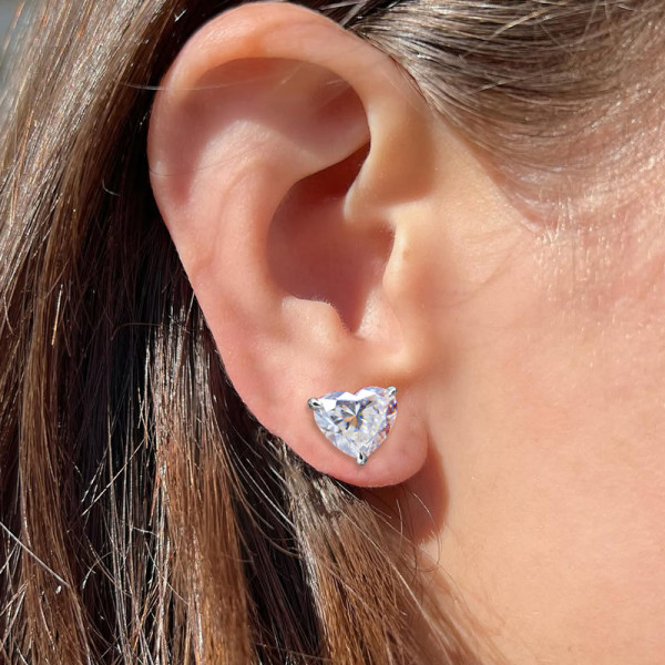 7ctw Martini Set Heart Cut Stud Earrings