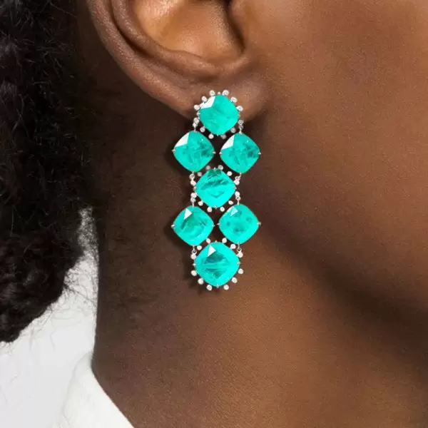 20ctw Cushion Cut Paraiba Statement Earrings