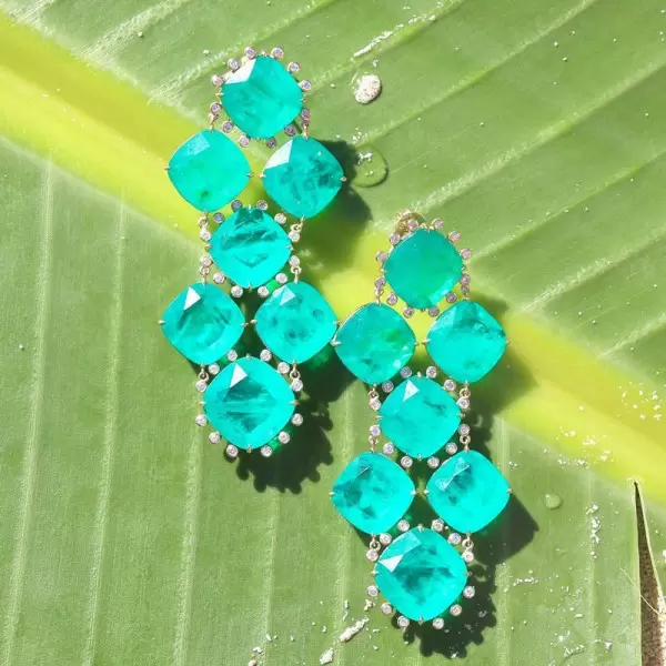 20ctw Cushion Cut Paraiba Statement Earrings