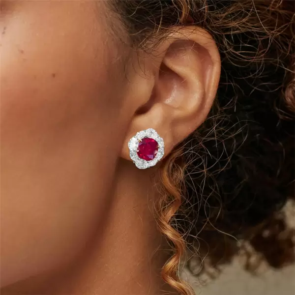 12ctw Cushion Cut Ruby Halo Clip Earrings