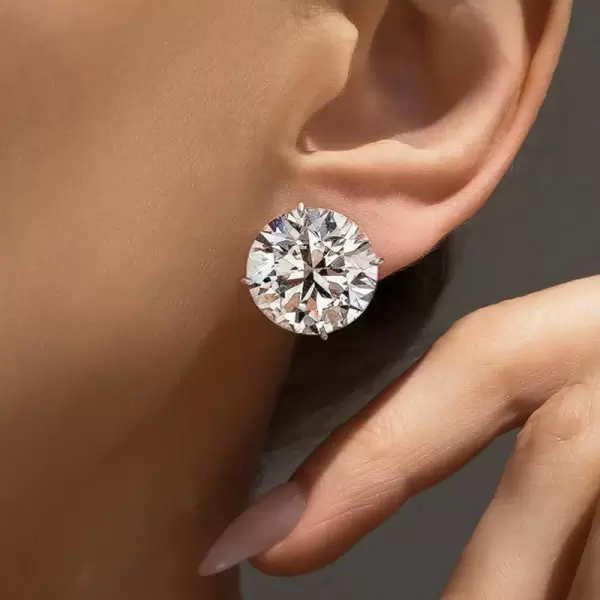 20ctw Huge Round Cut Classic Stud Earrings