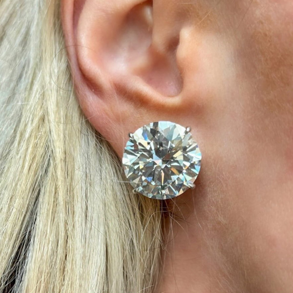 20ctw Huge Round Cut Classic Stud Earrings