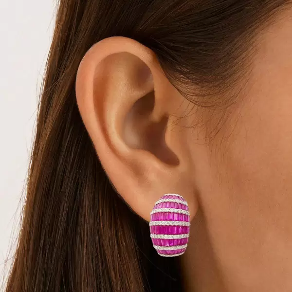 11ctw White and Pink Sapphire Vintage Hoop Earrings