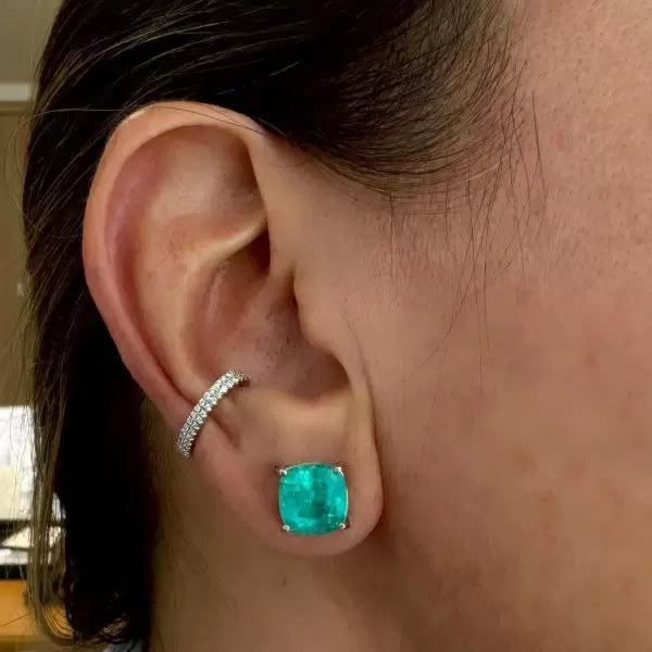 11ctw Cushion Cut Paraiba Simple Classic Stud Earrings