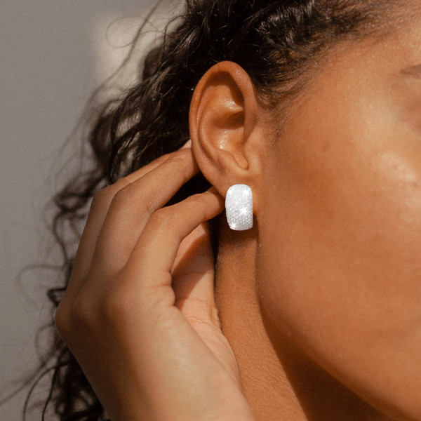 3ctw White Sapphrie Paved Classic Wide Huggie Earrings