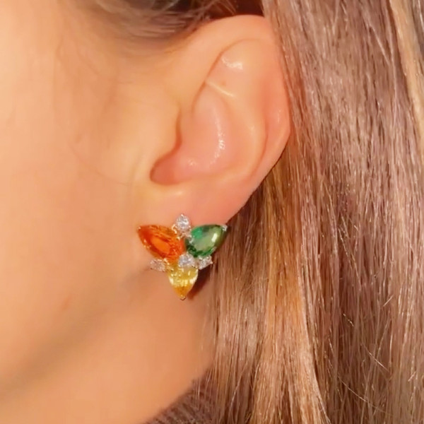 4.5ctw Pear Cut Multicolor Sapphire Stud Earrings