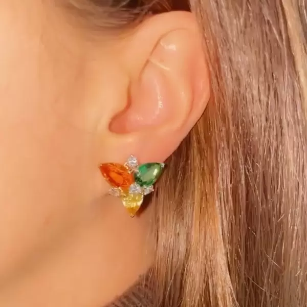 4.5ctw Pear Cut Multicolor Sapphire Stud Earrings