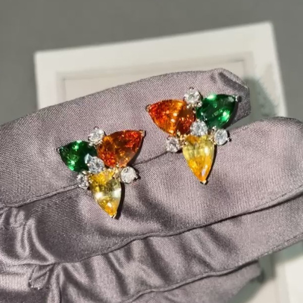 4.5ctw Pear Cut Multicolor Sapphire Stud Earrings