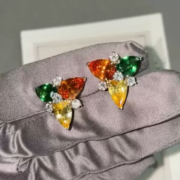 4.5ctw Pear Cut Multicolor Sapphire Stud Earrings