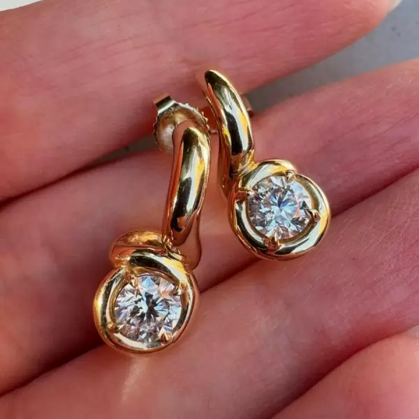 4ctw Round Cut Curved Modern Drop Earrings