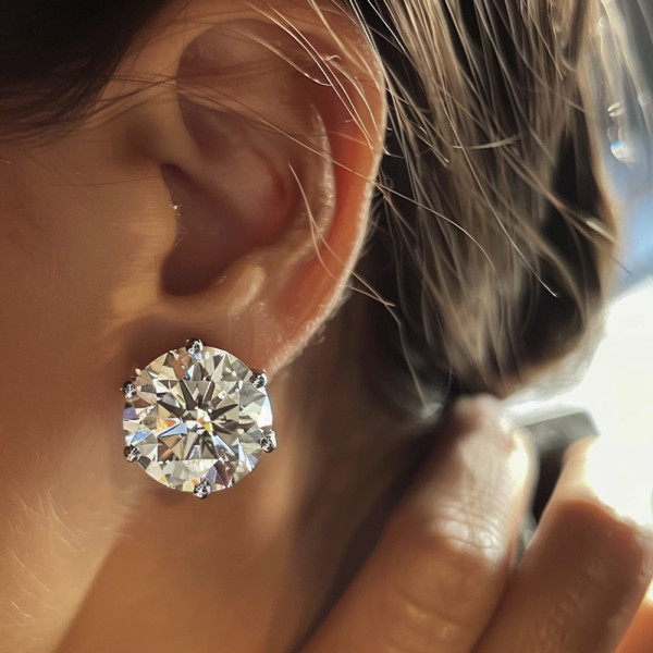 30ctw Huge Round Cut Classic Six-prong Stud Earrings