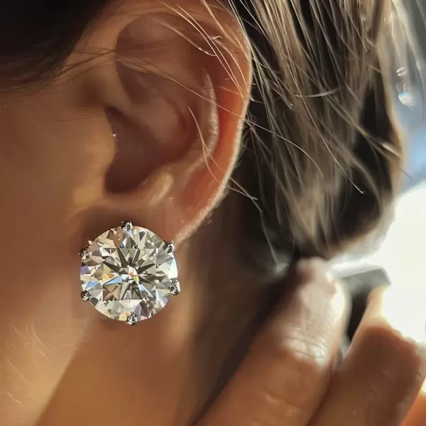 30ctw Huge Round Cut Classic Six-prong Stud Earrings