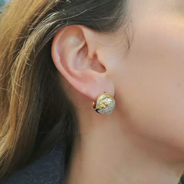 White Sapphire Cluster Snowball Matte Huggie Hoop Earrings