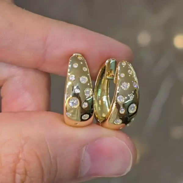 Flush Set White Sapphire Huggie Hoop Earrings