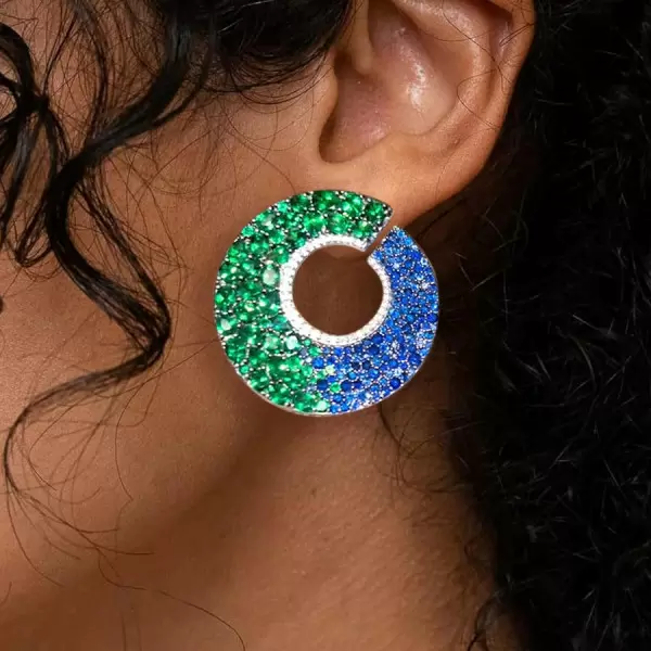 6ctw Sapphire and Emerald Paved Statement Earrings