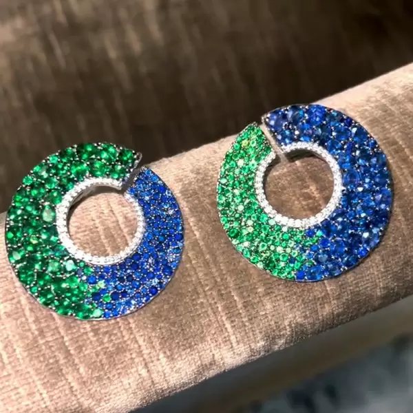 6ctw Sapphire and Emerald Paved Statement Earrings