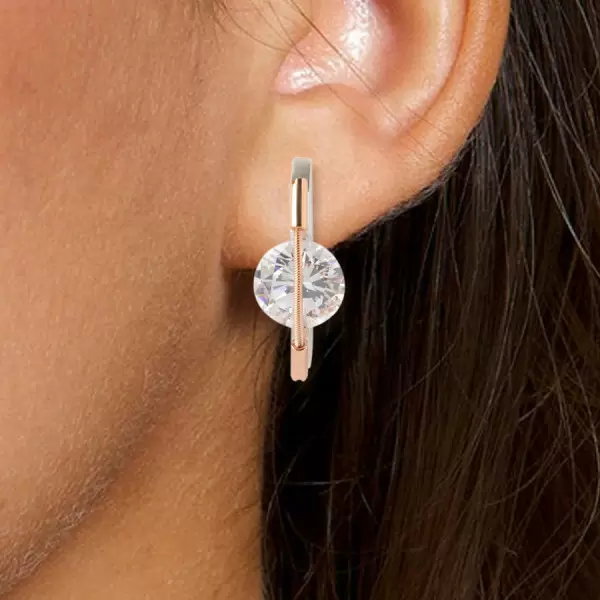 6ctw Round Cut Tension-Set Matte Finish Disc Stud Earring