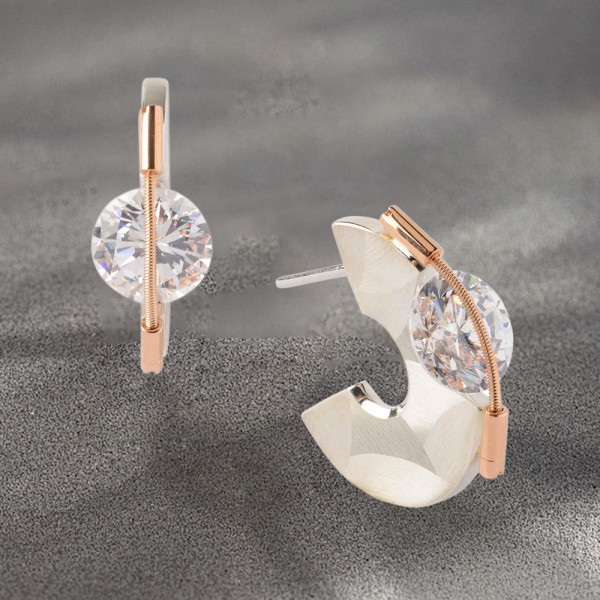 6ctw Round Cut Tension-Set Matte Finish Disc Stud Earring