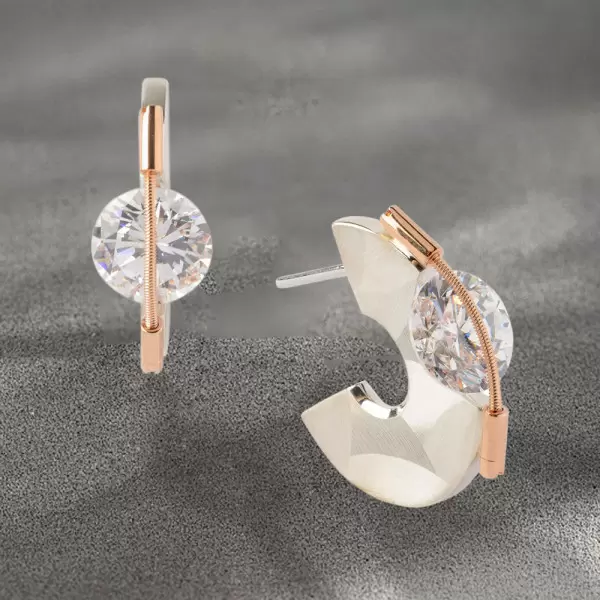6ctw Round Cut Tension-Set Matte Finish Disc Stud Earring