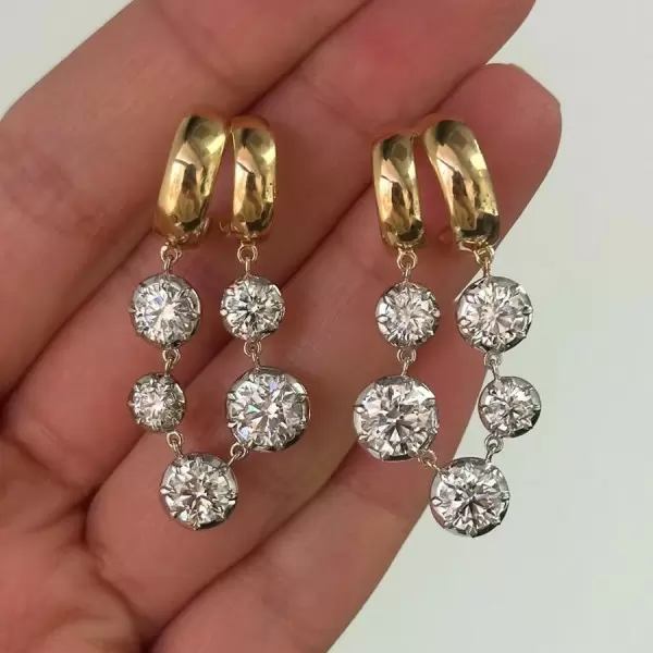 11ctw Round Cut Two Tone Swing Drop Earrings