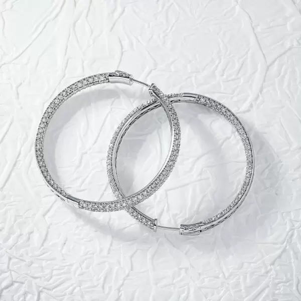 10ctw White Sapphire Paved Large Hoop Earrings