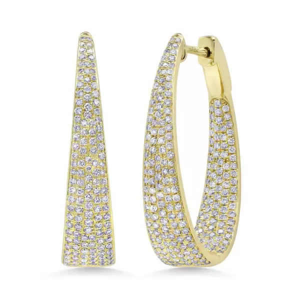 4ctw White Sapphire Paved Inside-out Oval Hoop Earrings