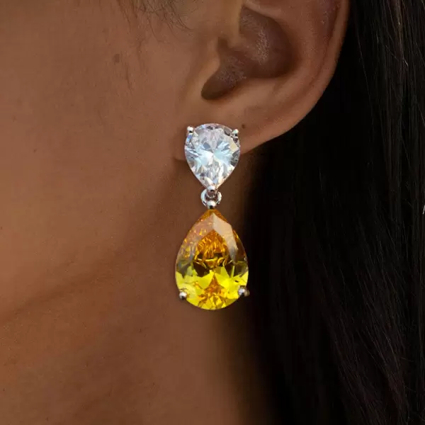12ctw Pear Cut Two-Stone Drop Earrings