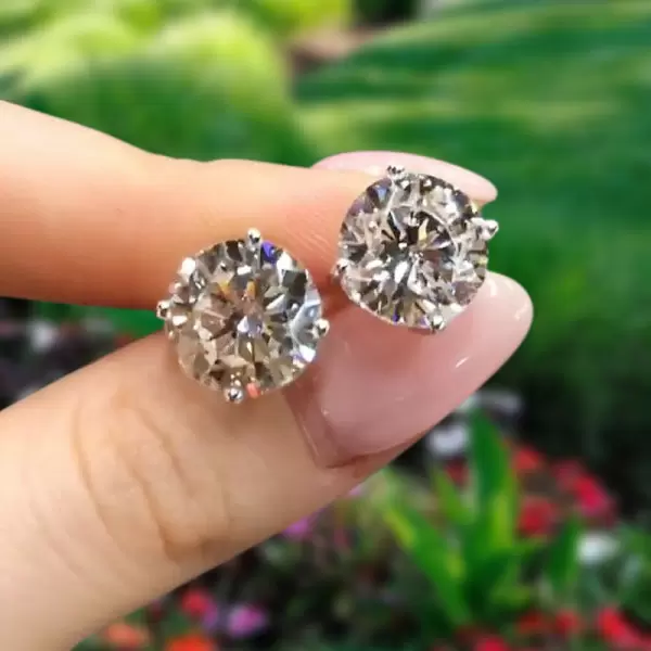 4ct Round Cut White Sapphire Stud Earrings