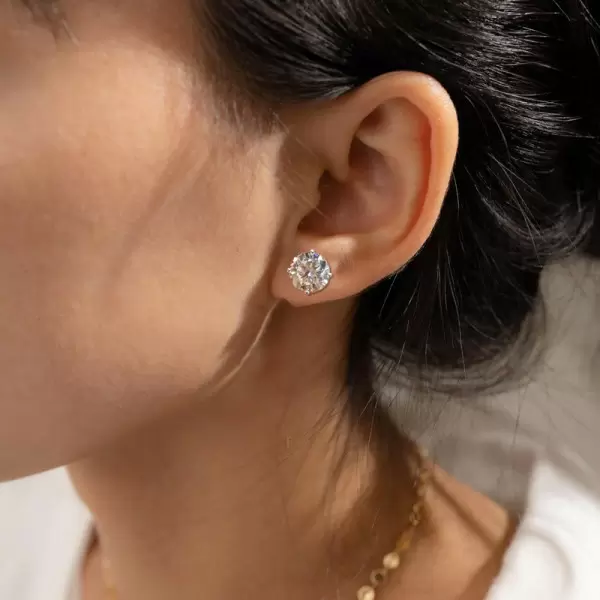 4ct Round Cut White Sapphire Stud Earrings