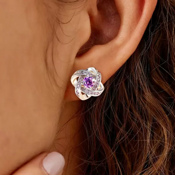 Four-Leaf Amethyst Fashion Stud Earrings