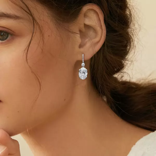 3ctw Oval Cut White Sapphire Drop Earrings