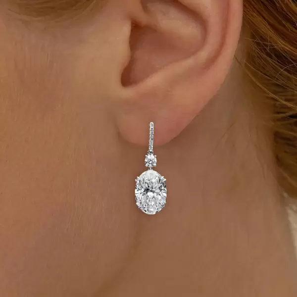 3ctw Oval Cut White Sapphire Drop Earrings