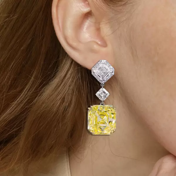 5ct Fancy Yellow Sapphire Drop Earrings in Sterling Silver