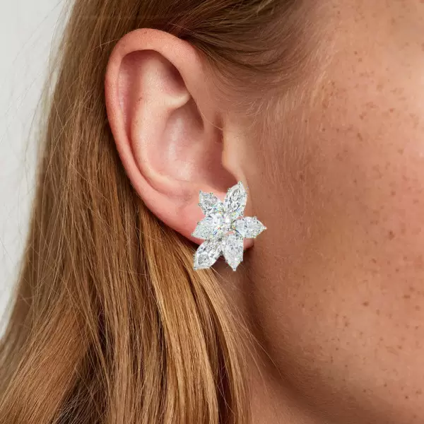 4.5ctw White Sapphire Flower Stud Earrings in Sterling Silver