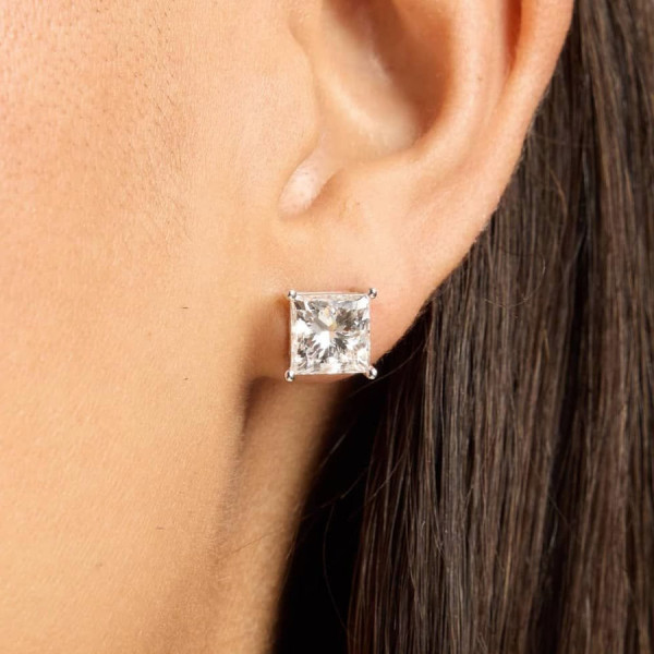 11ctw Princess Cut White Sapphire Stud Earrings