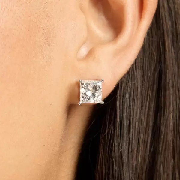 11ctw Princess Cut White Sapphire Stud Earrings