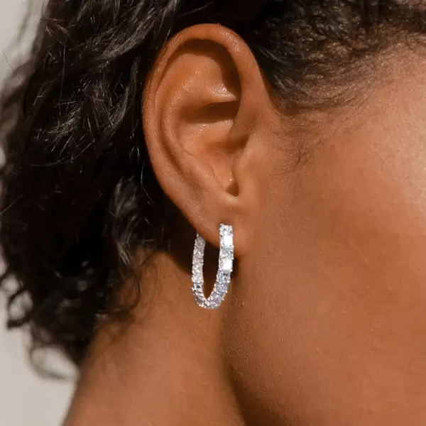 6.5ctw Princess Cut White Sapphire Hoop Earrings