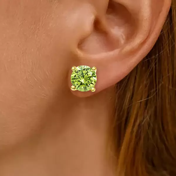 2ct Round Cut Peridot Double Under Halo Stud Earrings