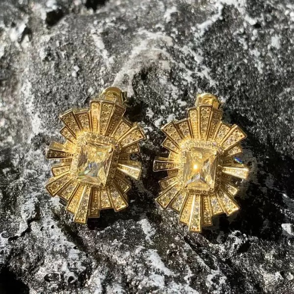 12ctw White and Yellow Sapphire Flower Earrings