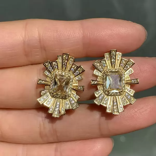 12ctw White and Yellow Sapphire Flower Earrings