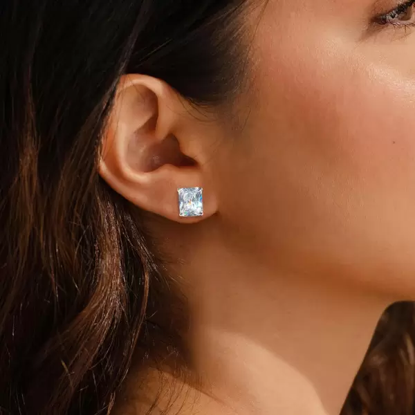 6ctw Radiant Cut White Sapphire Stud Earrings