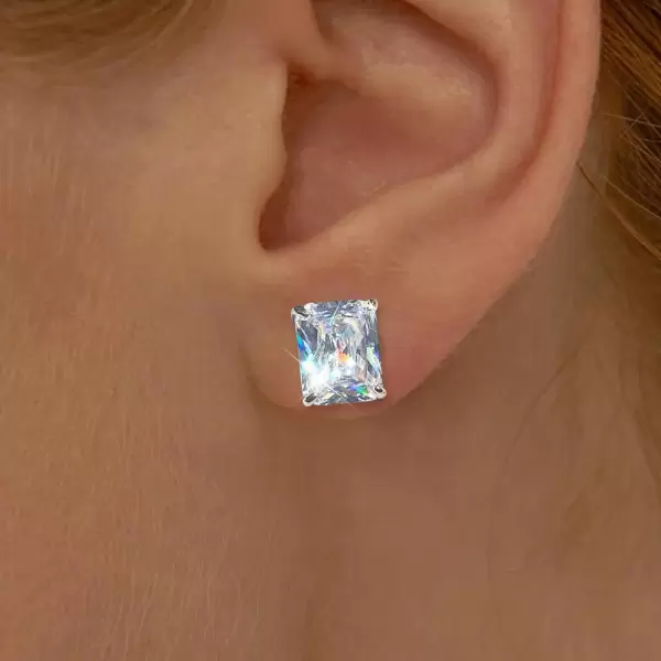 6ctw Radiant Cut White Sapphire Stud Earrings