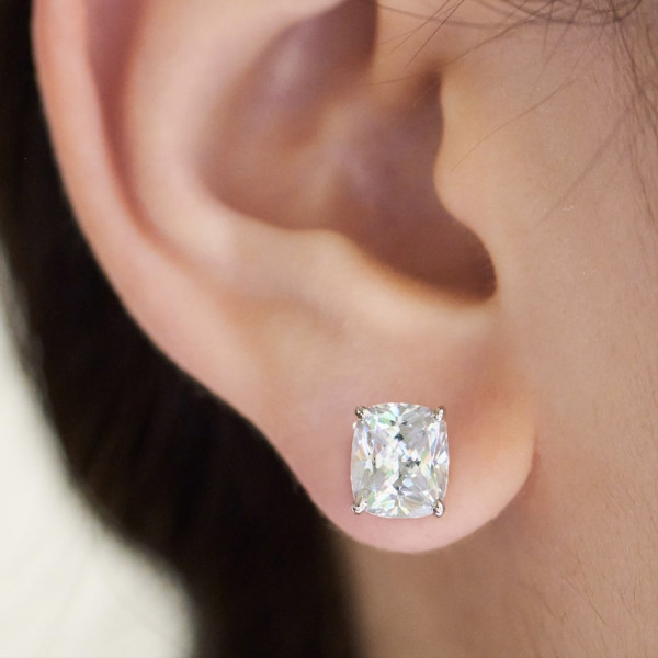 6ctw Cushion Cut White Sapphire Stud Earrings