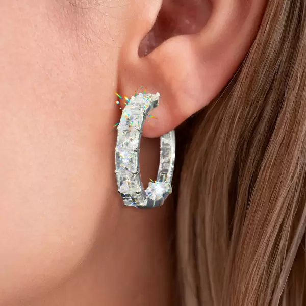 9ctw Asscher Cut White Sapphire Hoop Earrings